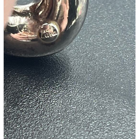 Luna Sterling Silver 925 Puffy O Circle Designer Signed Bangle Bracelet - Picture 4 of 8